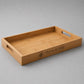 Vassoio in Legno con Maniglie 38x25 cm, Vassoio Rettangolare in Bambù per Servire Cibo, Colazione e Caffè, Vassoio da Portata Robusto