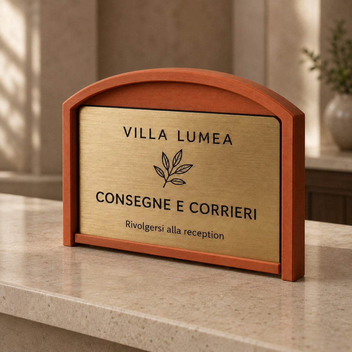 Targa Consegne e Corrieri Personalizzata | Linea Finestra | Segnaletica Hotel Reception in Rowmark e PLA 3D | Pezzo Singolo