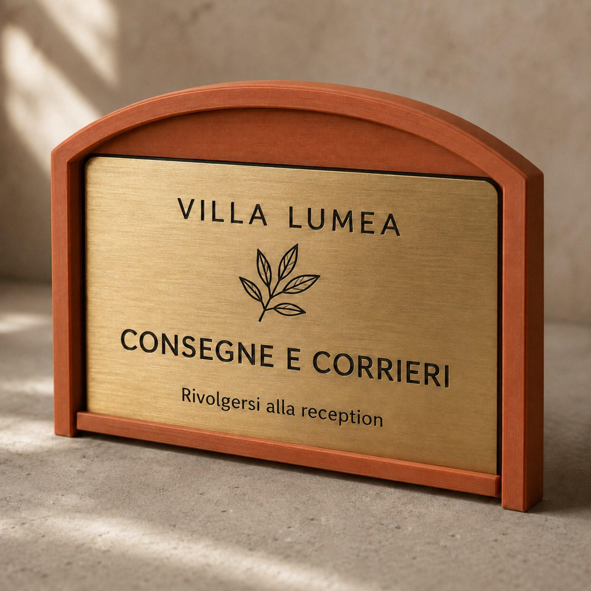 Targa Consegne e Corrieri Personalizzata | Linea Finestra | Segnaletica Hotel Reception in Rowmark e PLA 3D | Pezzo Singolo