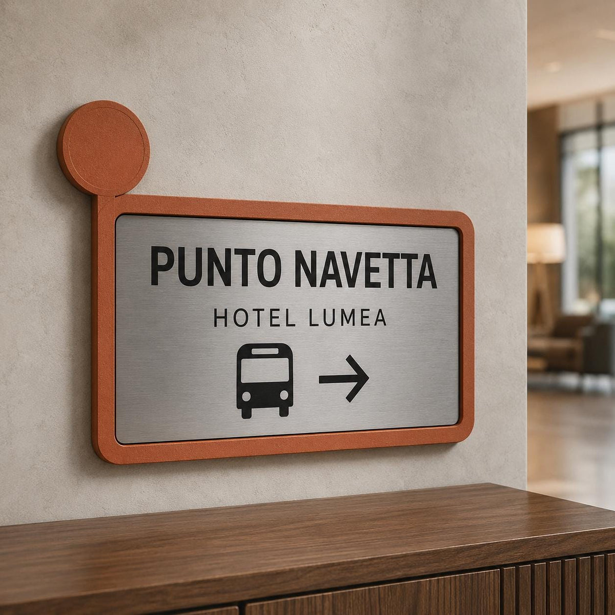 Targa Punto Navetta Personalizzata Linea Fermata | Segnaletica Shuttle Hotel in Rowmark e PLA 3D | Pezzo Singolo