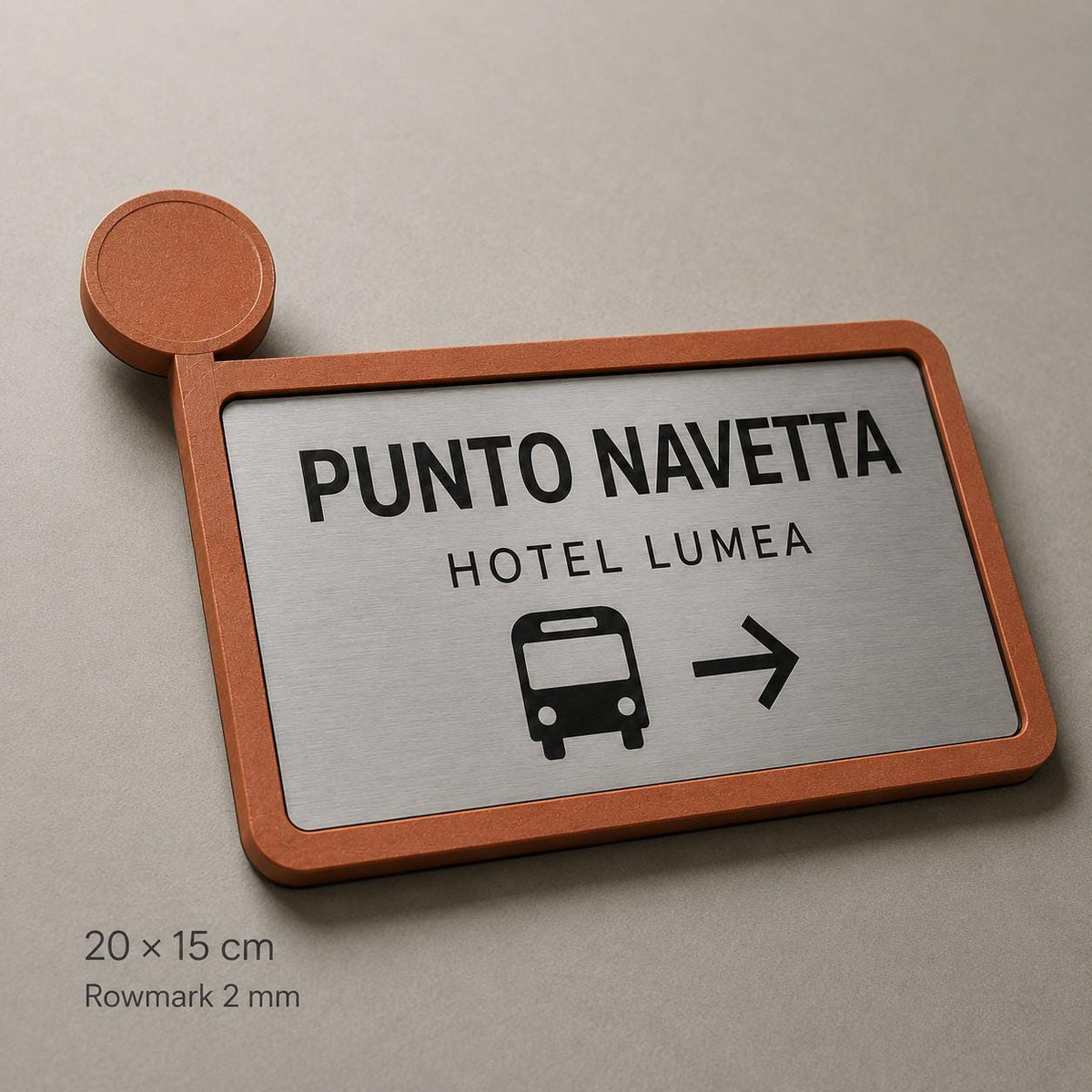Targa Punto Navetta Personalizzata Linea Fermata | Segnaletica Shuttle Hotel in Rowmark e PLA 3D | Pezzo Singolo