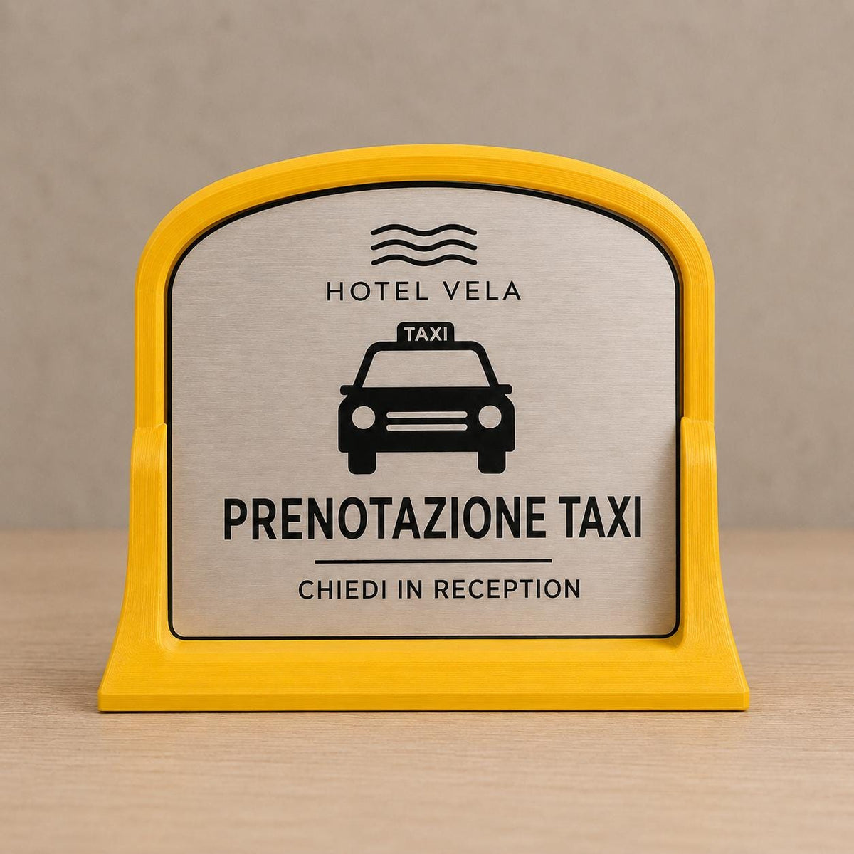 Targa Prenotazione Taxi Personalizzata Linea Tassametro | Segnaletica Hotel Reception in Rowmark e PLA 3D | Pezzo Singolo