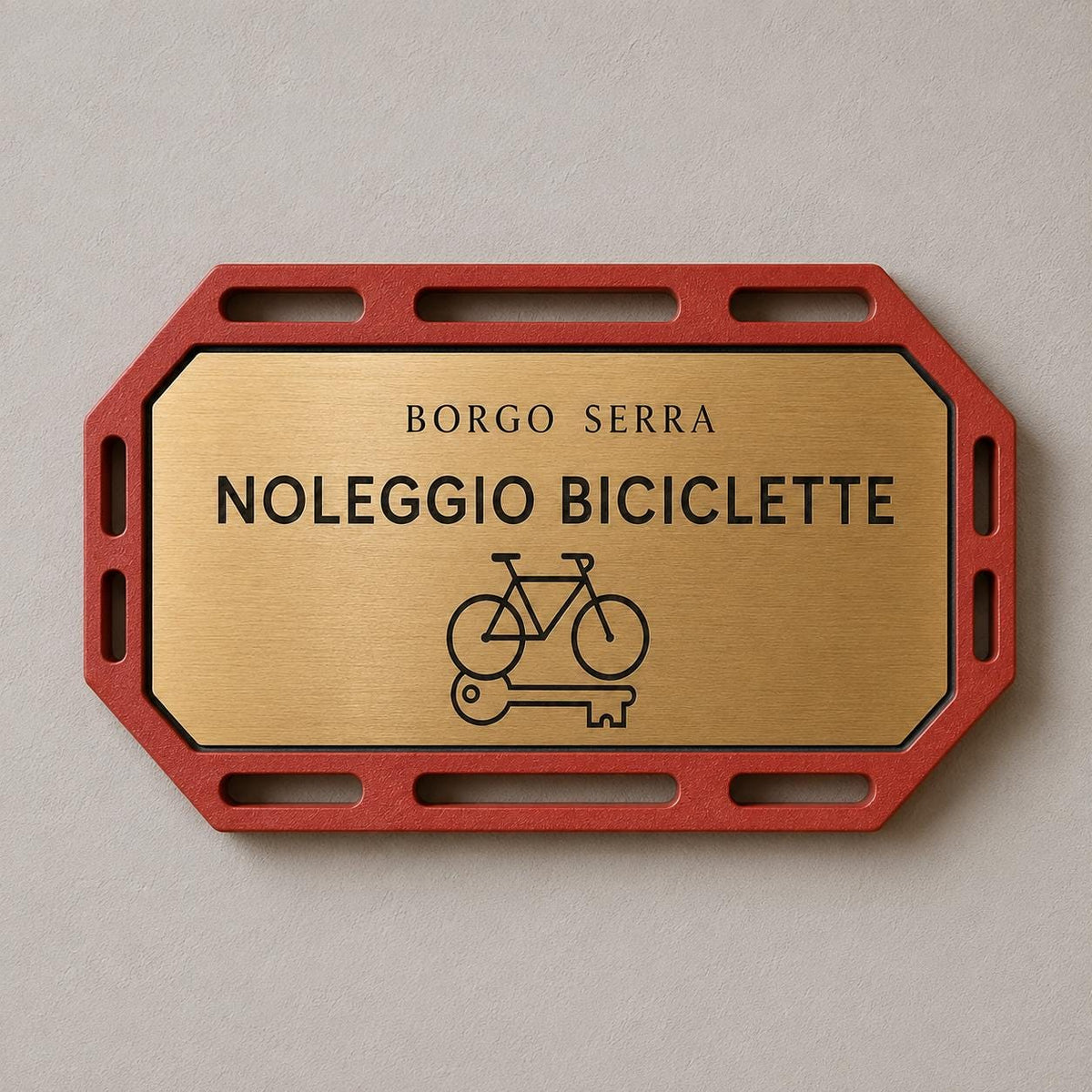 Targa Noleggio Biciclette Personalizzata Linea Pedale | Segnaletica Bike Rental Hotel in Rowmark e PLA 3D | Pezzo Singolo