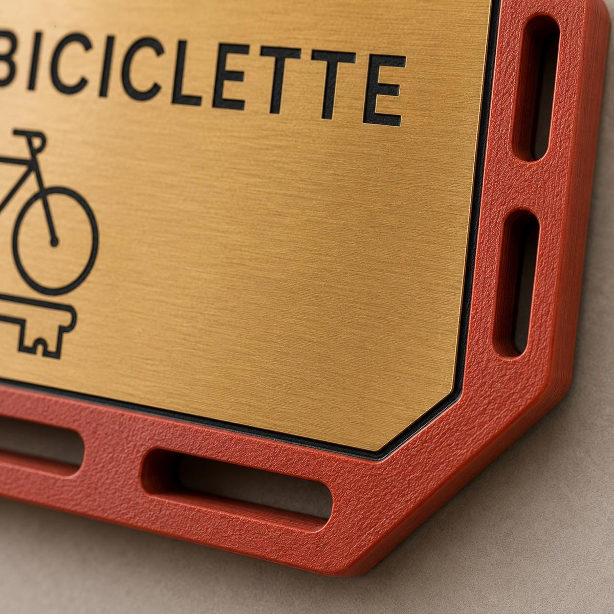 Targa Noleggio Biciclette Personalizzata Linea Pedale | Segnaletica Bike Rental Hotel in Rowmark e PLA 3D | Pezzo Singolo
