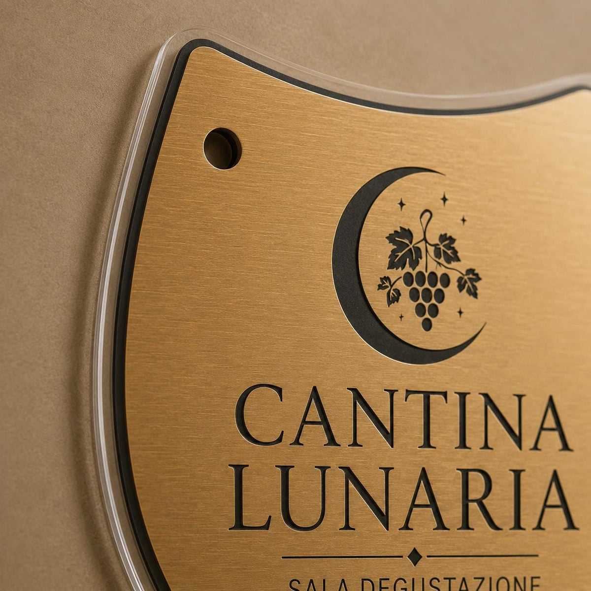 Targa a Calice Sala Degustazione Personalizzata | Plexiglas e Rowmark ABS | 4 Fori Ø10 mm | Pezzo Singolo