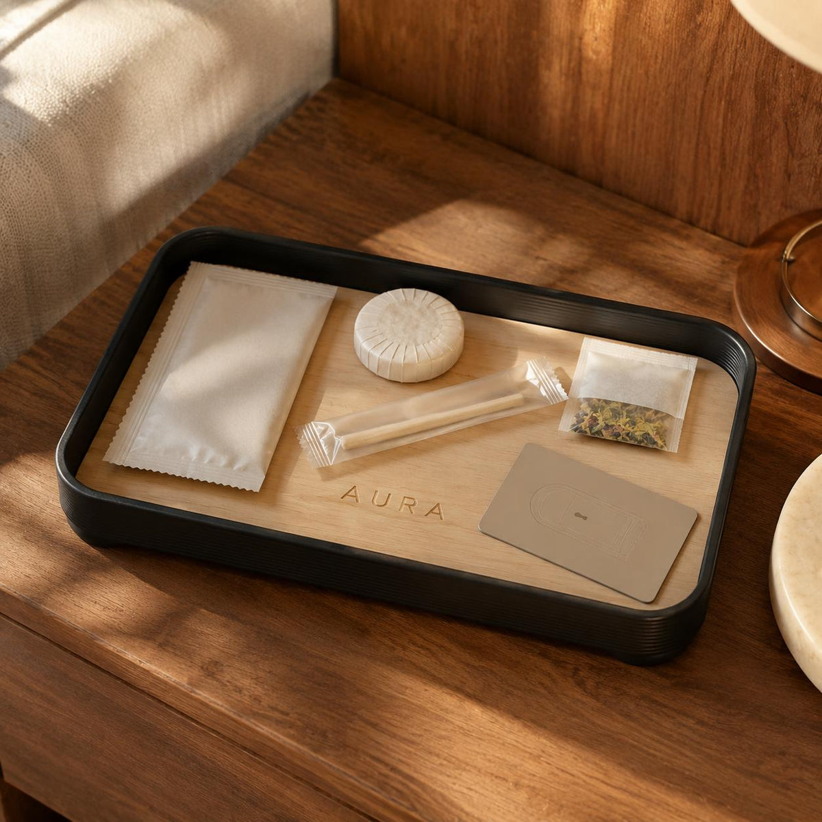 Set da 10 Vassoi Cortesia Personalizzati | PLA e Pioppo per Camere Hotel, B&B e Spa