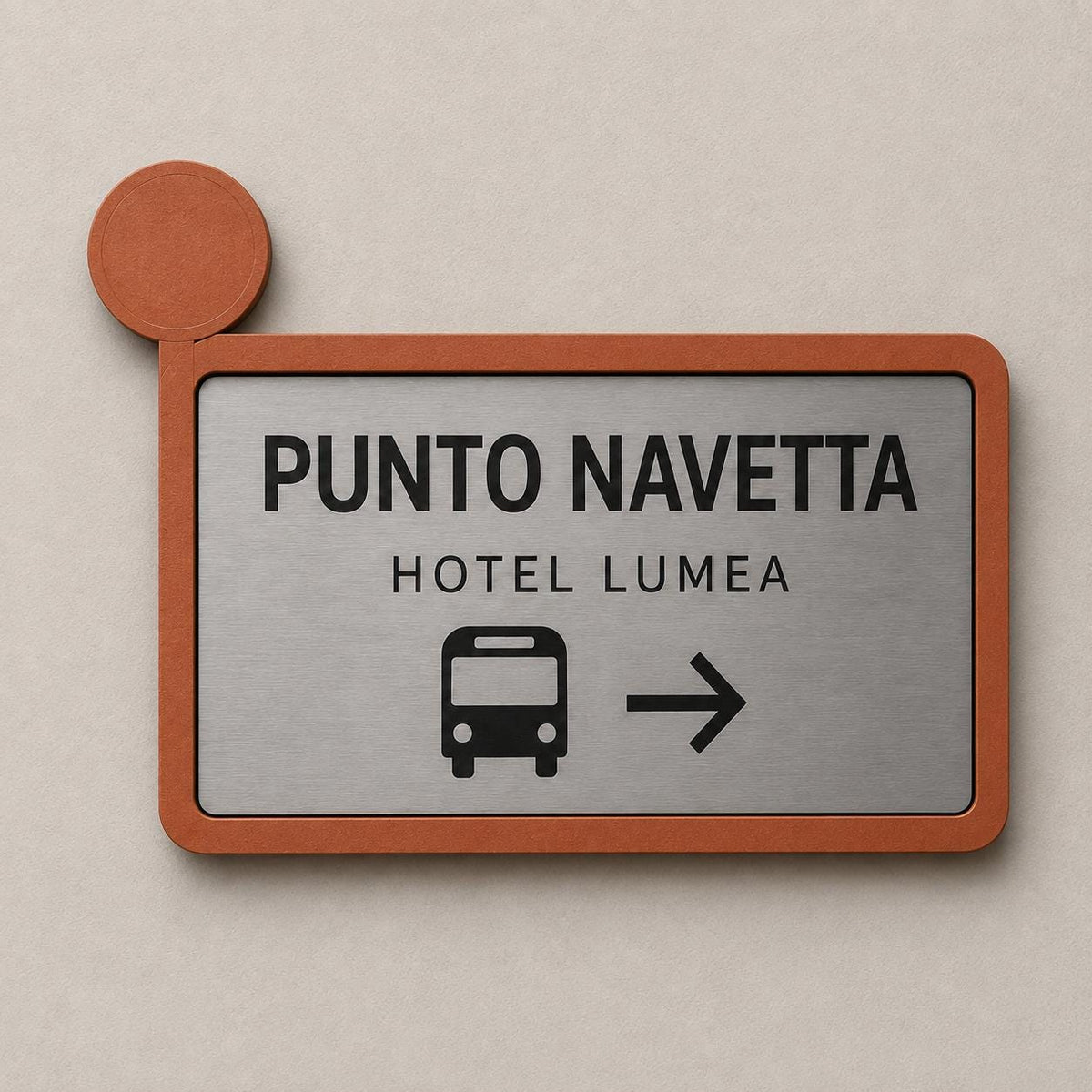 Targa Punto Navetta Personalizzata Linea Fermata | Segnaletica Shuttle Hotel in Rowmark e PLA 3D | Pezzo Singolo