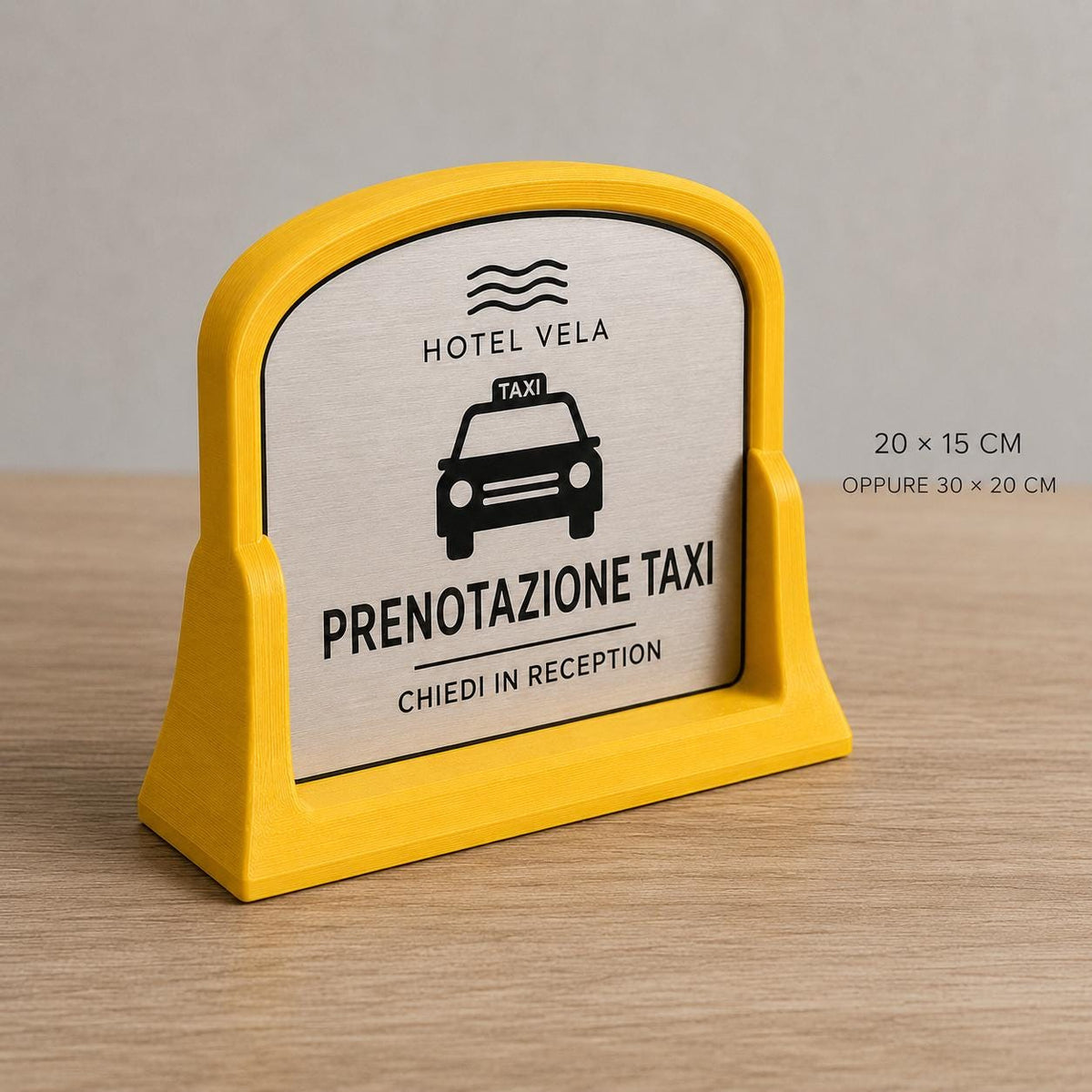 Targa Prenotazione Taxi Personalizzata Linea Tassametro | Segnaletica Hotel Reception in Rowmark e PLA 3D | Pezzo Singolo
