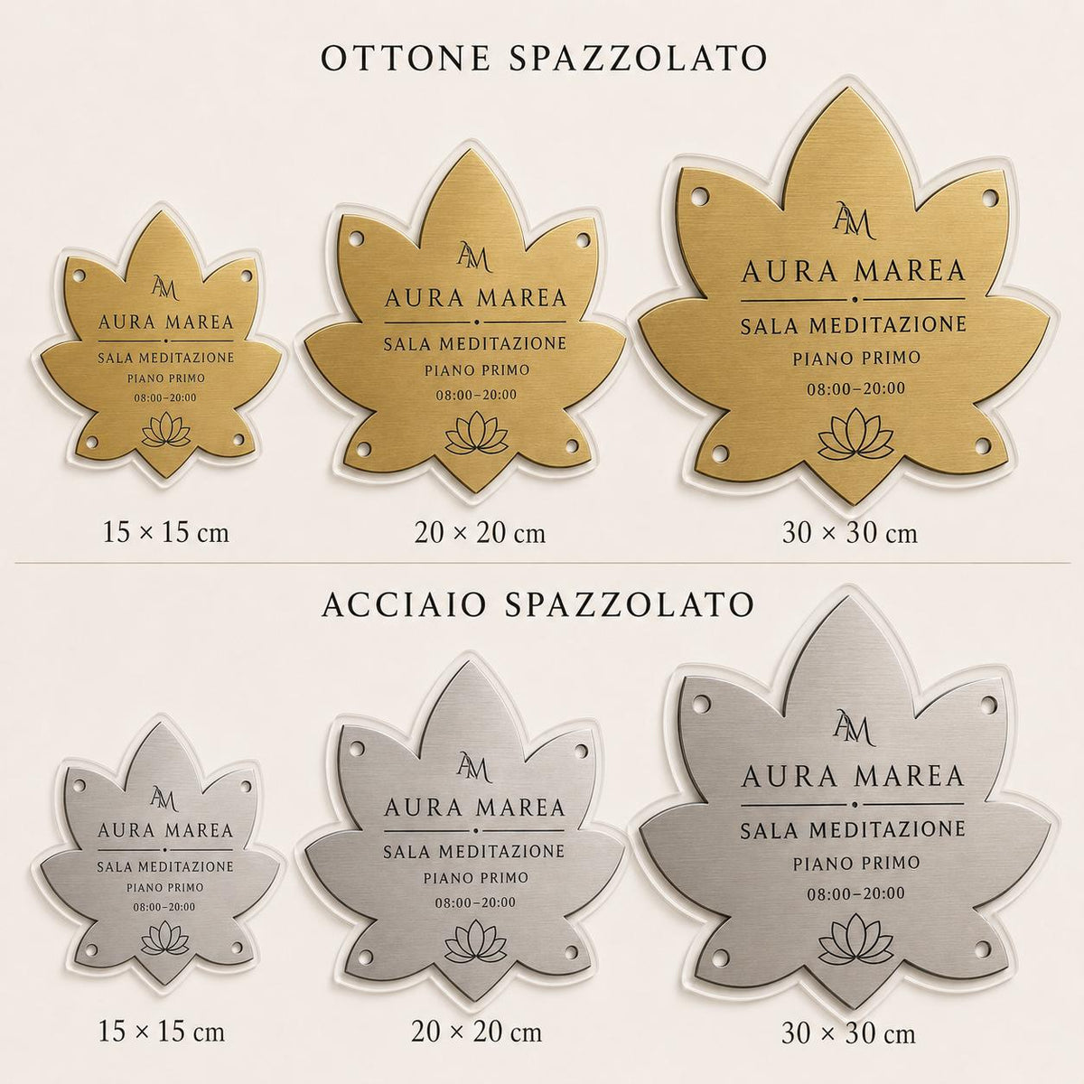 Targa a Loto Sala Meditazione Personalizzata | Plexiglas e Rowmark ABS | 4 Fori Ø10 mm | Pezzo Singolo