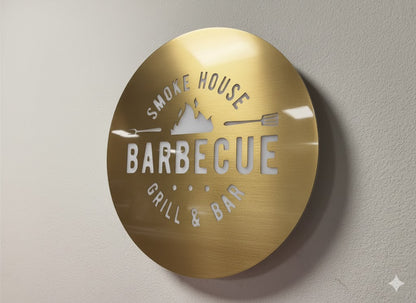 insegna a led retroilluminata in abs effetto ottone con logo insegna neon rgb personalizzata oer negozio locale moderno