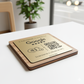 Lascia una recensione google  in legno noce scuro con incisione personalizzata logo per ristorante bar pub locale rustico (Copia)