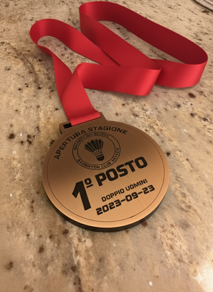 medaglia in abs effetto argento acciaio con incisione per gare competioni corse maratone