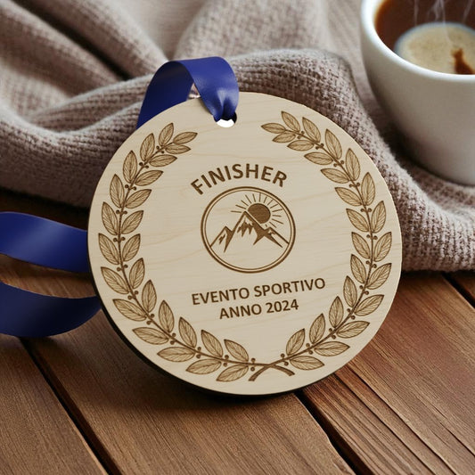 medaglie tonde personalizzate in legno con incisione laser