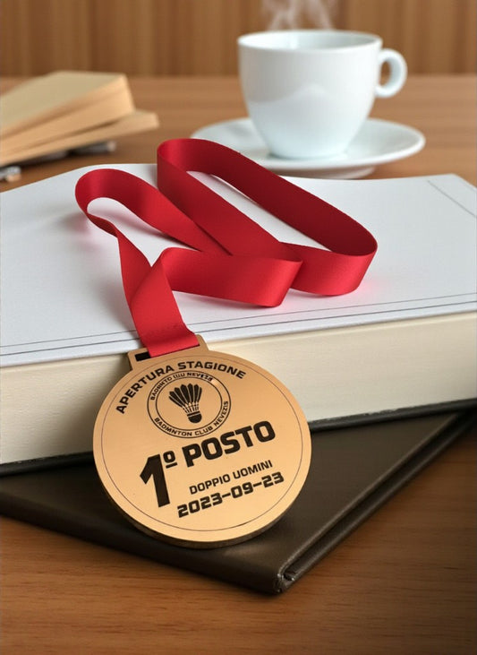 medaglia in abs effetto ottone con incisione per gare competioni corse maratone