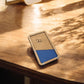 portaconto con ecopelle blu porta ricevuta Portaconto in legno personalizzato – Eleganza artigianale per la tua attività
