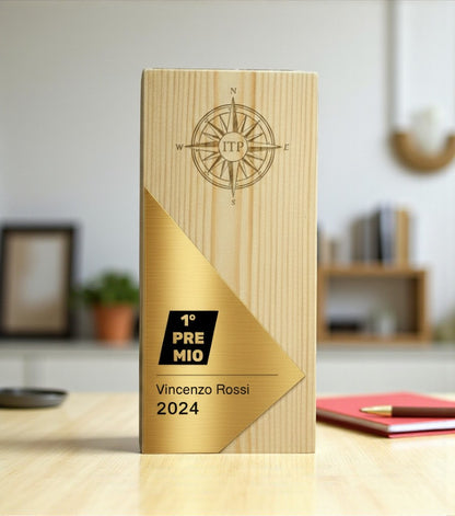 Trofeo blocco bronzo in pino massello, premio quadrato personalizzato abbinato a cornice flessibile in ottone, targa di riconoscimento, targa per traguardo raggiunto