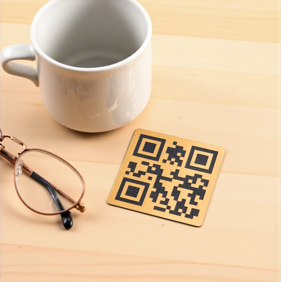 qr code quadrati economici in ottone abs da tavolo Portamenu 10-50-100 pz personalizzati con incisione laser logo