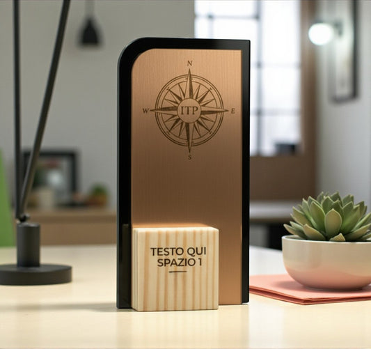 trofeo moderno bronzo in pino massello, premio quadrato personalizzato abbinato a cornice flessibile in ottone, targa di riconoscimento, targa per traguardo raggiunto