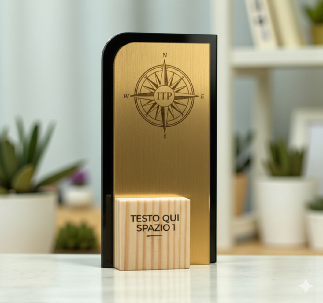 trofeo moderno acciaio in pino massello, premio quadrato personalizzato abbinato a cornice flessibile in ottone, targa di riconoscimento, targa per traguardo raggiunto