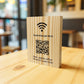 Totem in legno con QR Code inciso wifi  –Scansiona per il cartello WiFi - Cartello con codice QR in legno per l'accesso WiFi - Targa con codice QR WiFi in legno di quercia personalizzata - Cartello WiFi modificabile - QR per Business Cafe Hotel