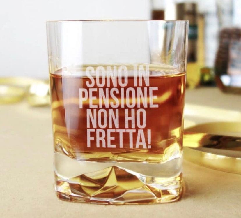 Bicchiere da Whiskey Personalizzato Idea Regalo Pensionamento con le Iniziali, nome scritta regalo amicizia papà