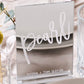 targhetta segnaposto matrimonio in forma rettangolare in plexiglas specchiato argento laser Battesimo / Matrimonio / Nozze / Comunione