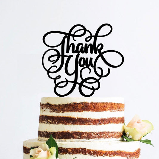 cake topper personalizzato thank you in plexiglas sagomato tagliato laser
