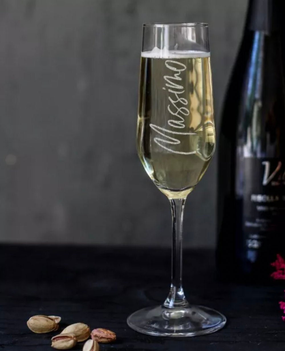 flute da champagne prosecco personalizzati con incisione laser nomi, loghi invia il tuo design regalo / bar / ristoranti / hotel /bnb