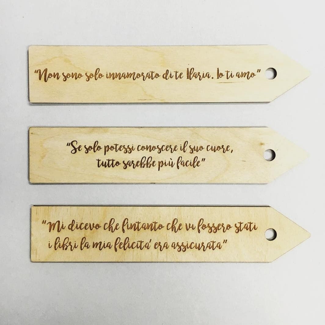 Segnalibri in legno personalizzati con scritta dedica regalo fidanzati amiche san valentino