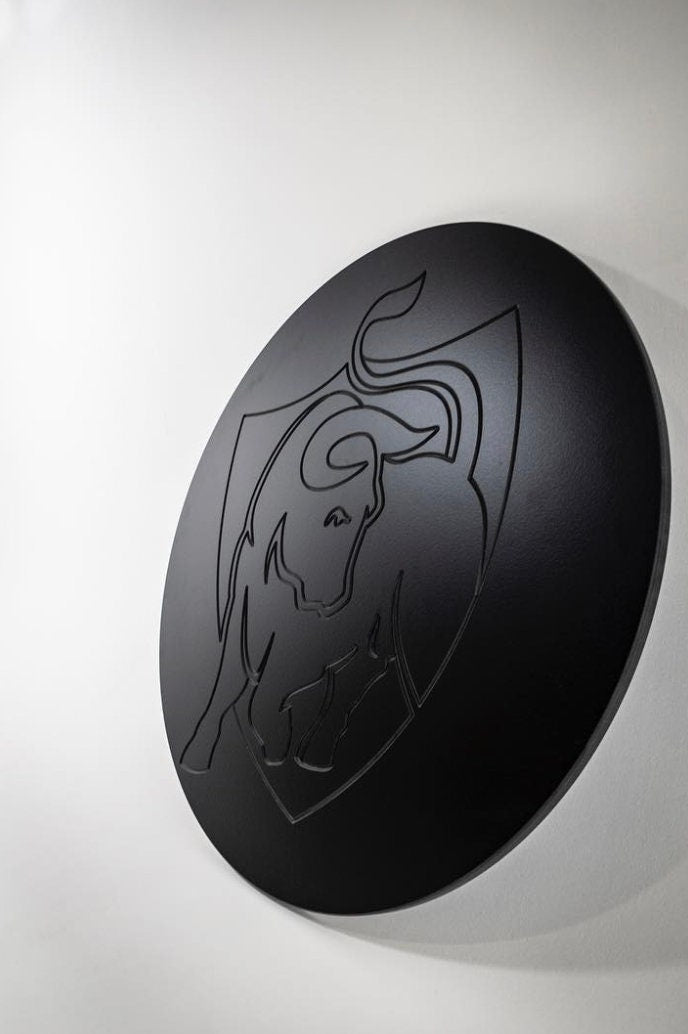 Logo in legno nera con incisione laser insegna tonda cerchio  personalizzato / Logo aziendale / Display logo/ targa in legno incisa