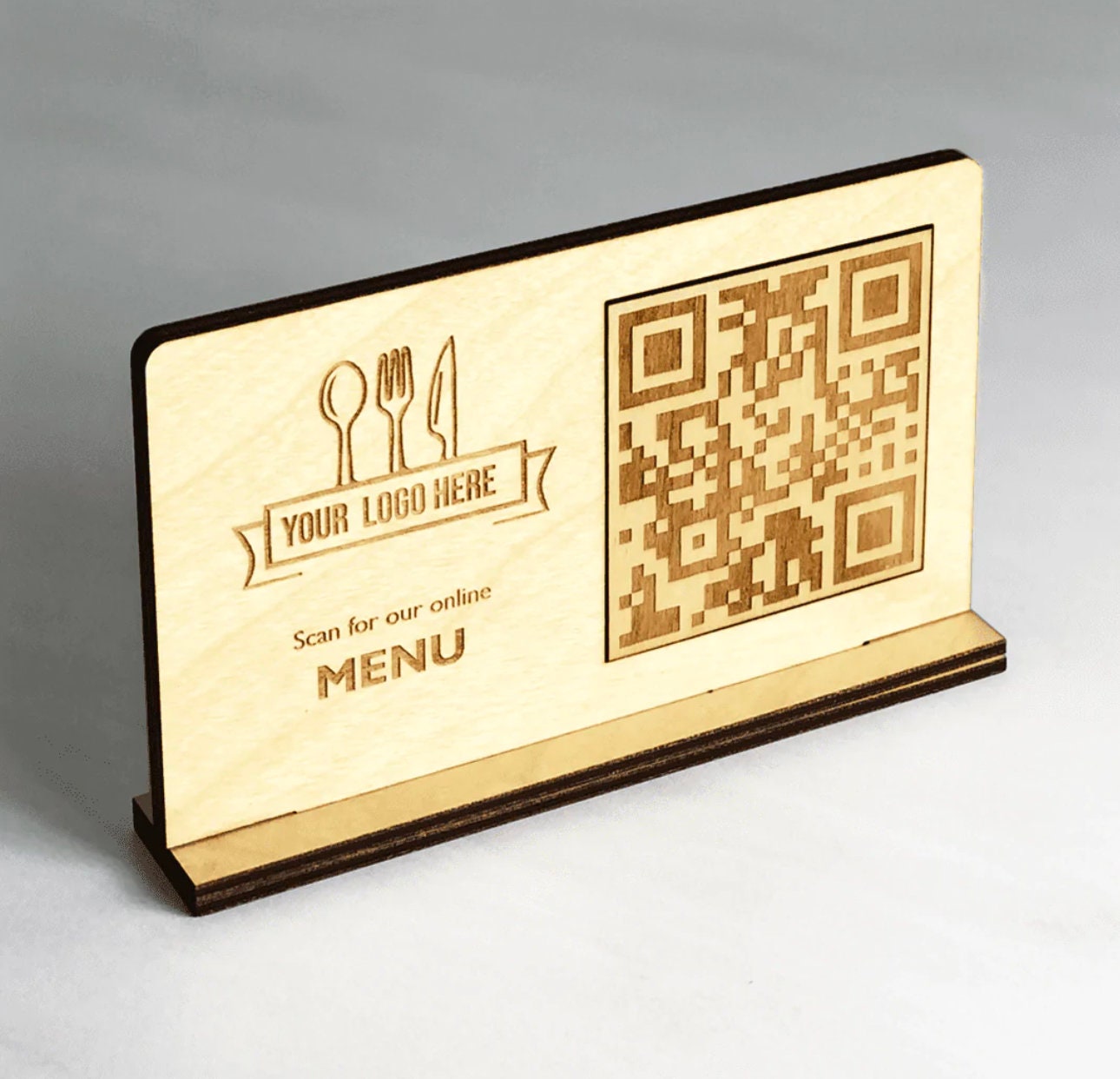 portamenu qr code Portamenu 10-50-100 pz in legno naturale, mogano, ebano personalizzati con incisione laser logo ristorante economico