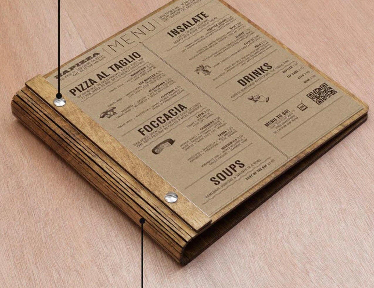 portamenu personalizzati in legno con incisione laser fatti a mano portamenu su misura per ristorante pub bar stupisci i tuoi clienti