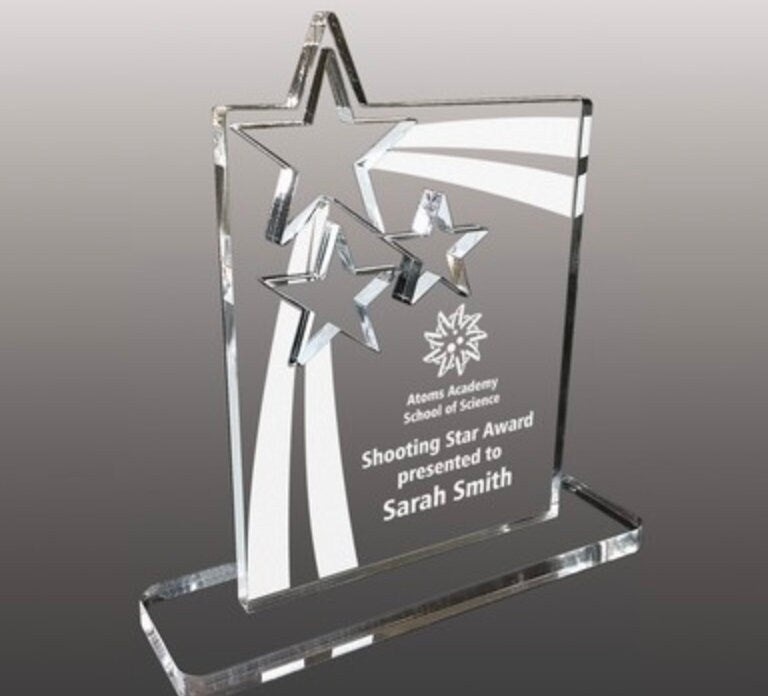 premio stelle traforate economici Mini premio acrilico inciso laser personalizzato premiazione coppa premio a forma stella