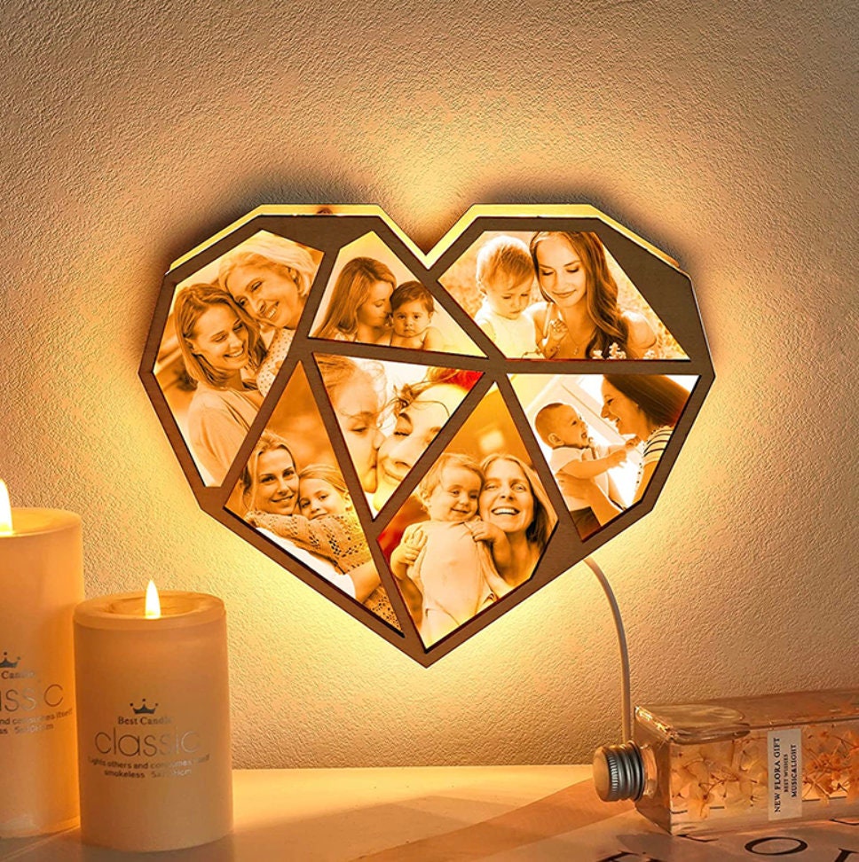 lampada cuore personalizzata con fotografia taglio laser regalo per fidanzati san valentino lampada ti amo lampada san valentino