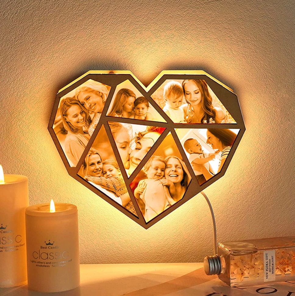 Lampada A Cuore Personalizzata Con Dedica - Luce LED, Base Legno, Regalo Romantico Per Coppie - Made In Italy - Foto 13