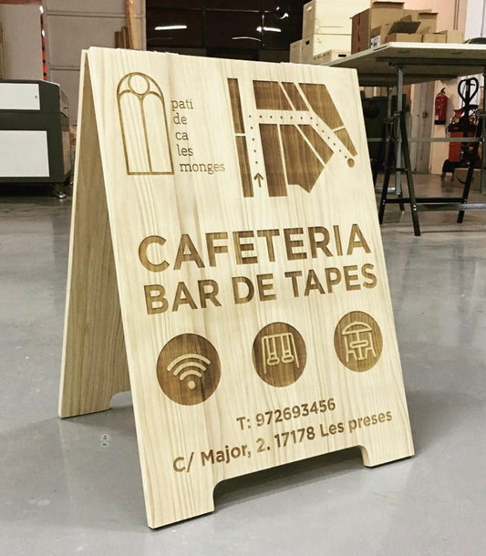 Insegna in legno bar da terra personalizzato / Display market stall/ Display logo/ targa in legno incisa / Segno commerciale creativo /