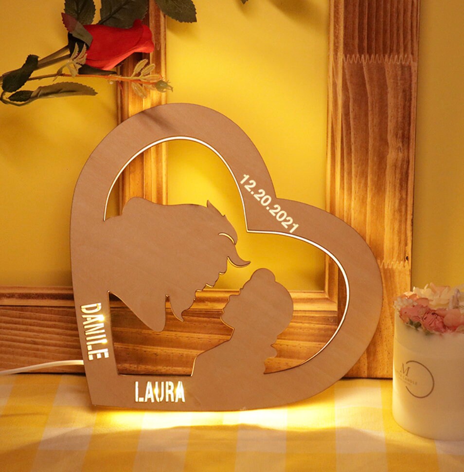 lampada bella e la bestia personalizzata  taglio laser regalo bambini cameretta compleanno lettera notturna luce notturna coppia