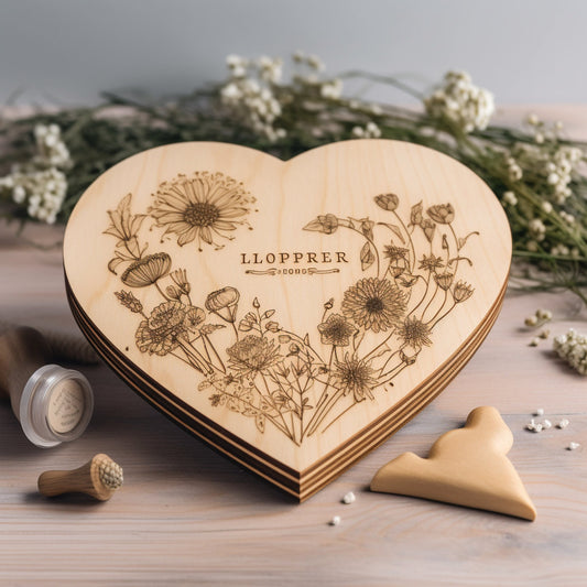 tagliere in legno di pioppo sagomato a forma di cuore per matrimonio o bomboniera con la tua grafica incisa con il laser