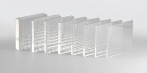 Lastre in plexiglass trasparente su misura, spessore 25 mm, ideali per coperture, prodotti artigianali e di design